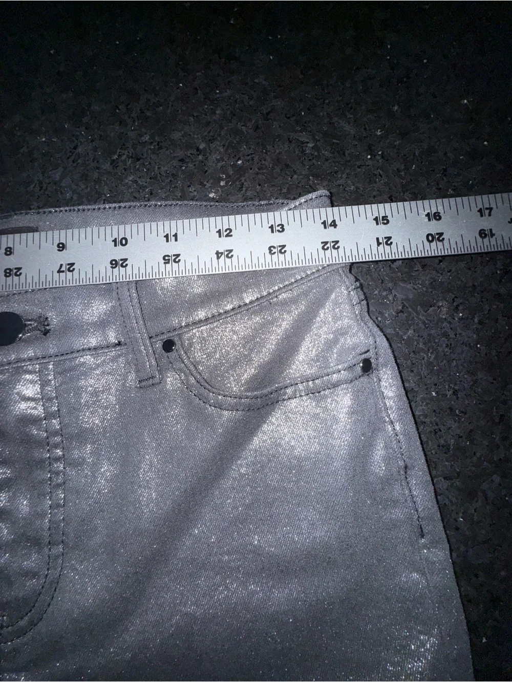 UEC TALBOTS SLIM ANKLE JEANS PEWTER FOIL DARK SILVER METALLIC STRETCH SZ 2P